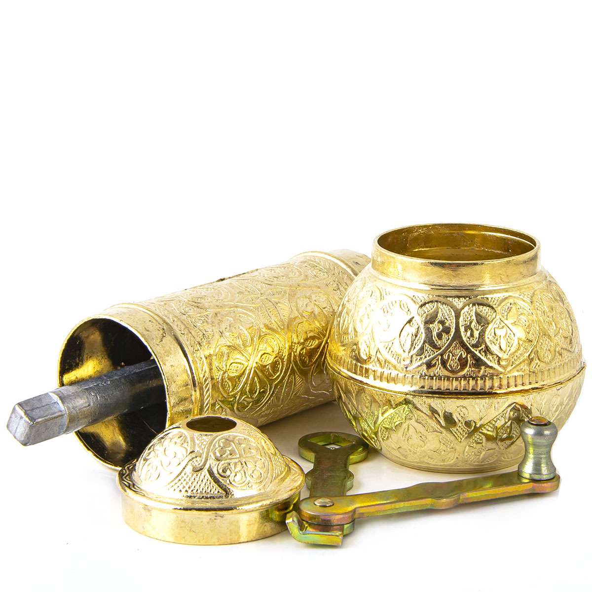 Gewürzmühle aus Metall - Gold - groß - 18 x 7cm