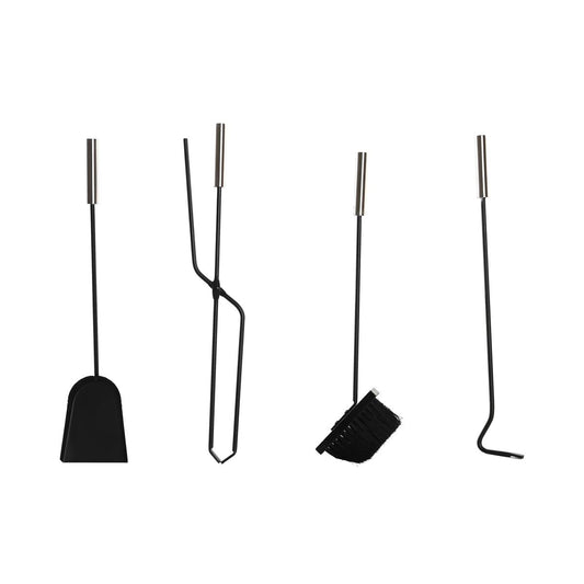 Kaminbesteck 4-teilig aus Edelstahl & Stahl – DKD Home Decor, Schwarz