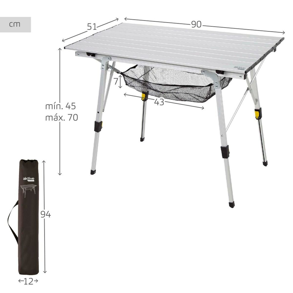 Camping Klapptisch „Aktive“ – stabil, leicht & wetterfest (90x70x51 cm)