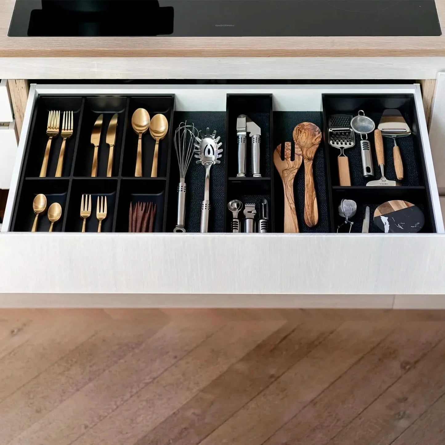 PLAINtrio Stahl. Bundle für Besteck & Küchenutensilien (50 cm)
