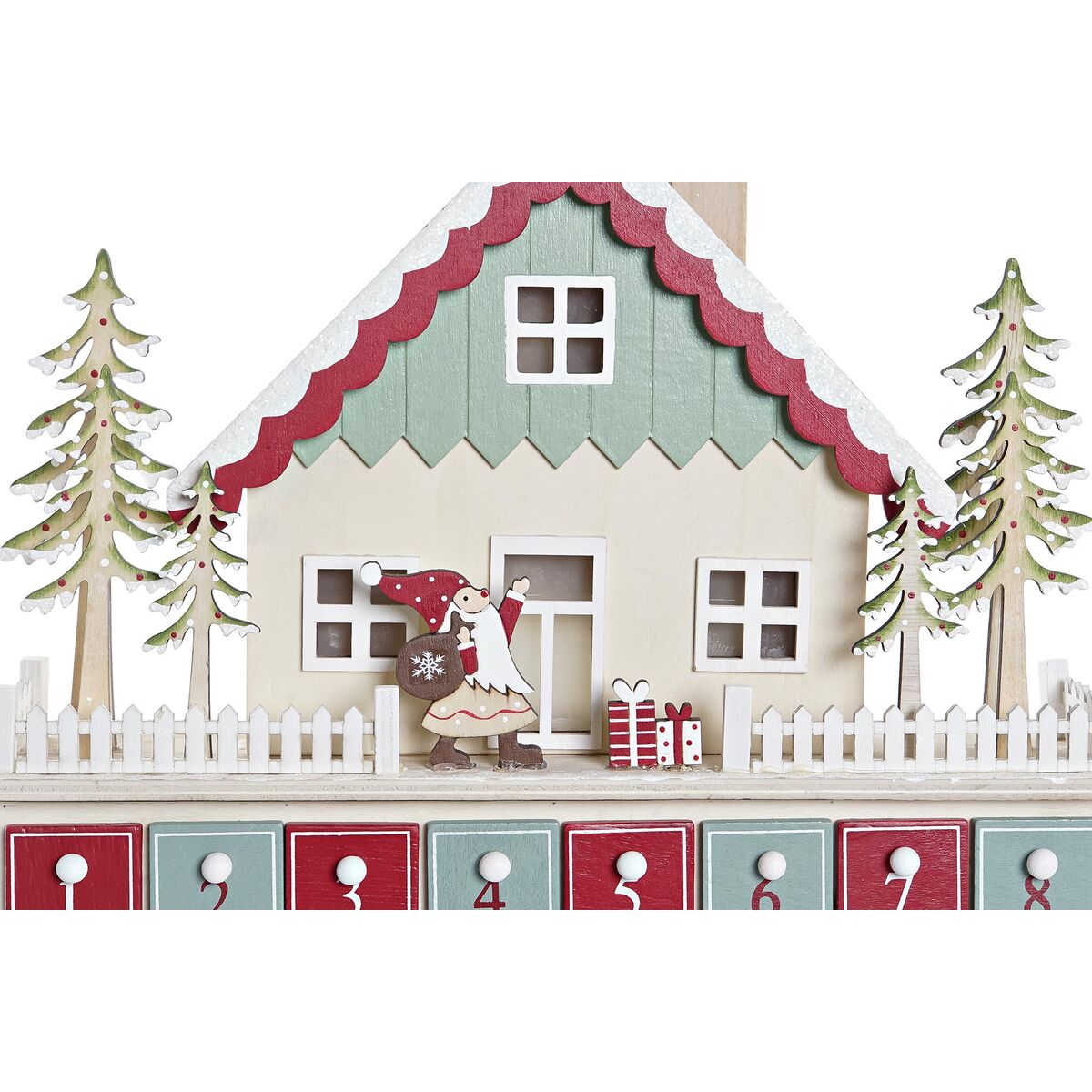 Adventskalender Holzhaus mit LED – DKD Home Decor (32 × 8 × 33 cm, 2er-Set)