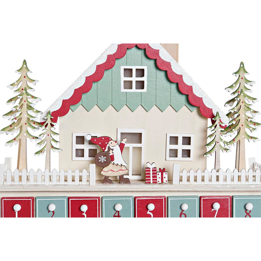 Adventskalender Holzhaus mit LED – DKD Home Decor (32 × 8 × 33 cm, 2er-Set)
